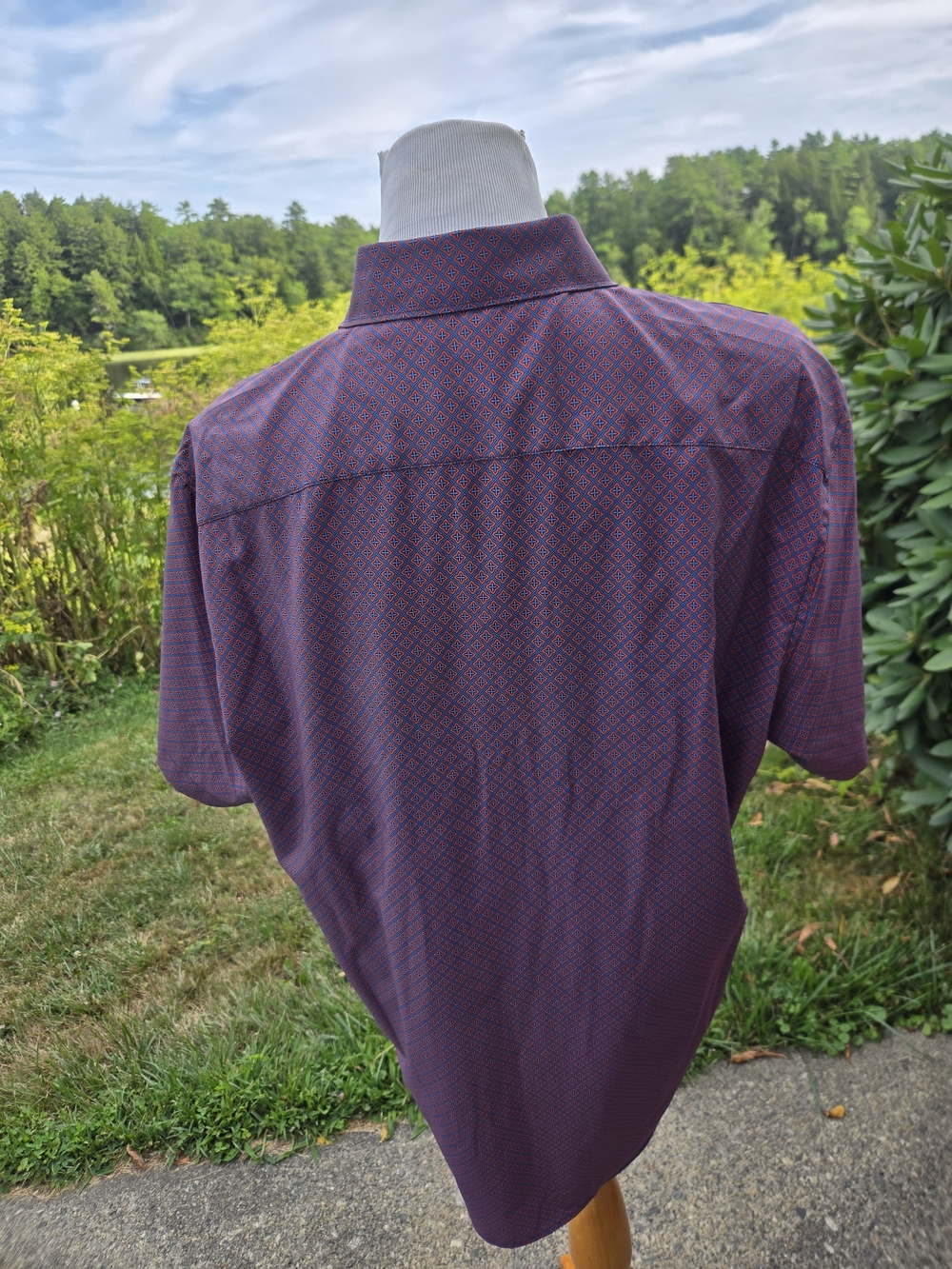 Construct Men’s Red Blue Geometric Print Slim Fit Short Sleeve Shirt XL - Picture 5 of 6